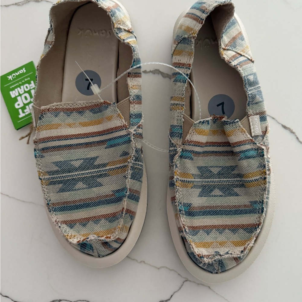 Sanuk Blue and Yellow Casual Slip-On Shoes